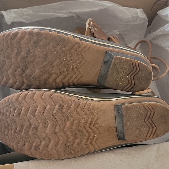 SOREL Brown and Black Leather Duck Boots Winter Rain Boots - Picture 7 of 7